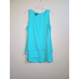 Alfani Sleeveless Layered‎ Top with Textured Pattern Aqua Size 12